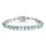 Pulseras de tenis de plata de ley con piedra de nacimiento turquesa de diciembre "Orbit" de FANCIME