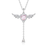 Collar de plata de ley con aguamarina, piedra de nacimiento de marzo "Amor de Ángel" FANCIME