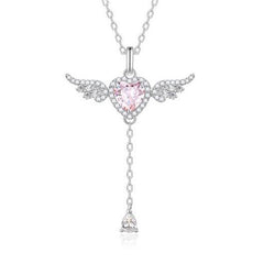 Collar de plata de ley con aguamarina, piedra de nacimiento de marzo "Amor de Ángel" FANCIME