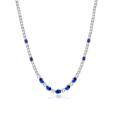 "Resplandor Glamuroso" Collar de tenis de plata de ley con zafiro azul de corte fancy, piedra de nacimiento de septiembre