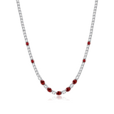 "Glamour Radiance" Collar de tenis de plata de ley con granate tallado elegante, piedra de nacimiento de enero