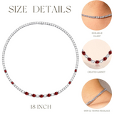 "Glamour Radiance" Collar de tenis de plata de ley con granate tallado elegante, piedra de nacimiento de enero
