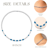 "Glamour Radiance" Collar de tenis de plata de ley con topacio azul tallado elegante, piedra de nacimiento de diciembre