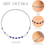 "Resplandor Glamuroso" Collar de tenis de plata de ley con zafiro azul de corte fancy, piedra de nacimiento de septiembre