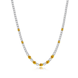 FANCIME "Glamour Radiance" Collar de tenis de plata de ley con citrino amarillo tallado elegante, piedra de nacimiento de noviembre