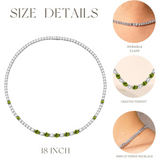 "Glamour Radiance" Collar de tenis de plata de ley con peridoto tallado elegante, piedra de nacimiento de agosto