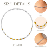 FANCIME "Glamour Radiance" Collar de tenis de plata de ley con citrino amarillo tallado elegante, piedra de nacimiento de noviembre