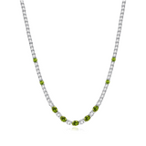"Glamour Radiance" Collar de tenis de plata de ley con peridoto tallado elegante, piedra de nacimiento de agosto