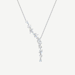 Collar colgante en Y con flor "Wisteria Whisper" en plata de ley FANCIME