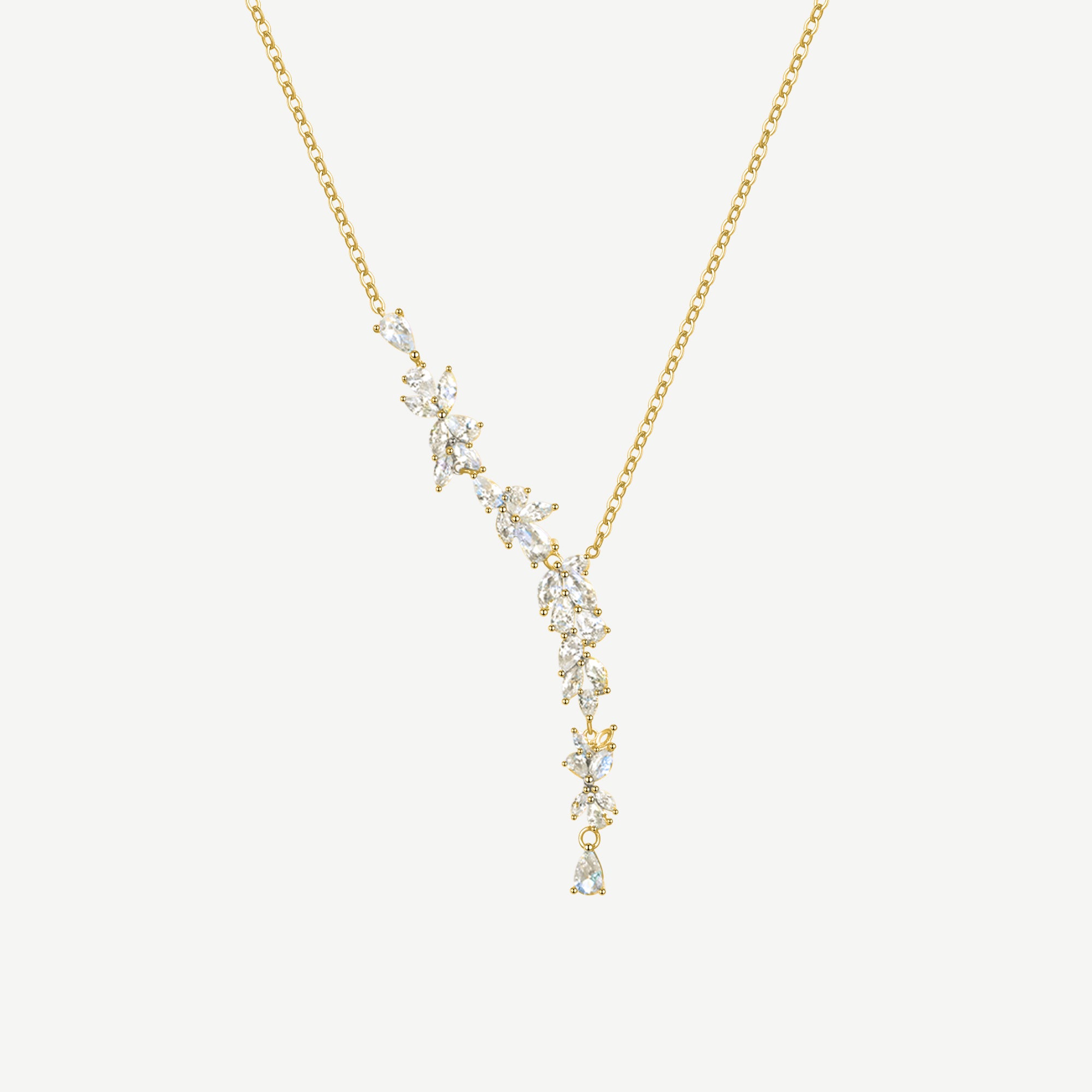 Collar colgante en Y con flor "Wisteria Whisper" en plata de ley FANCIME