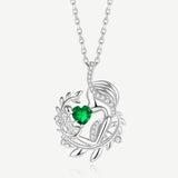 Collar Corazón Madre Árbol de la Vida en Plata de Ley con Esmeralda