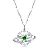 FANCIME Collar de plata de ley con piedra de nacimiento esmeralda de mayo "Promesa estelar"