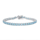 Pulsera de tenis de aguamarina de plata de ley "Blue Bliss"