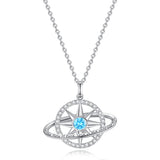 FANCIME Collar de plata de ley con piedra de nacimiento aguamarina de marzo "Promesa estelar"