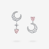 Pendientes colgantes con luna y estrella "Pink Dream" en plata de ley