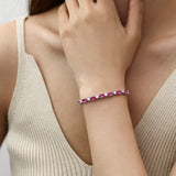 Pulsera de tenis de plata de ley con turmalina talla fancy cut piedra de nacimiento de octubre "Glamour Radiance"