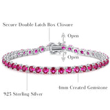 Pulsera de tenis de rubí de julio de plata de ley "Royal Red"
