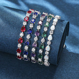 "Glamour Teardrop" Pulsera de tenis de plata de ley con zafiro piedra de nacimiento de septiembre Cadena clásica Bolo