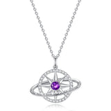 FANCIME Collar de plata de ley con piedra de nacimiento amatista de febrero "Promesa estelar"