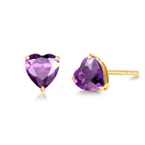 Pendientes de botón con gema en forma de corazón FANCIME en oro amarillo macizo de 14K