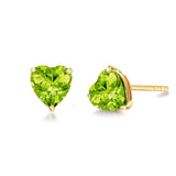 Pendientes de botón con gema en forma de corazón FANCIME en oro amarillo macizo de 14K