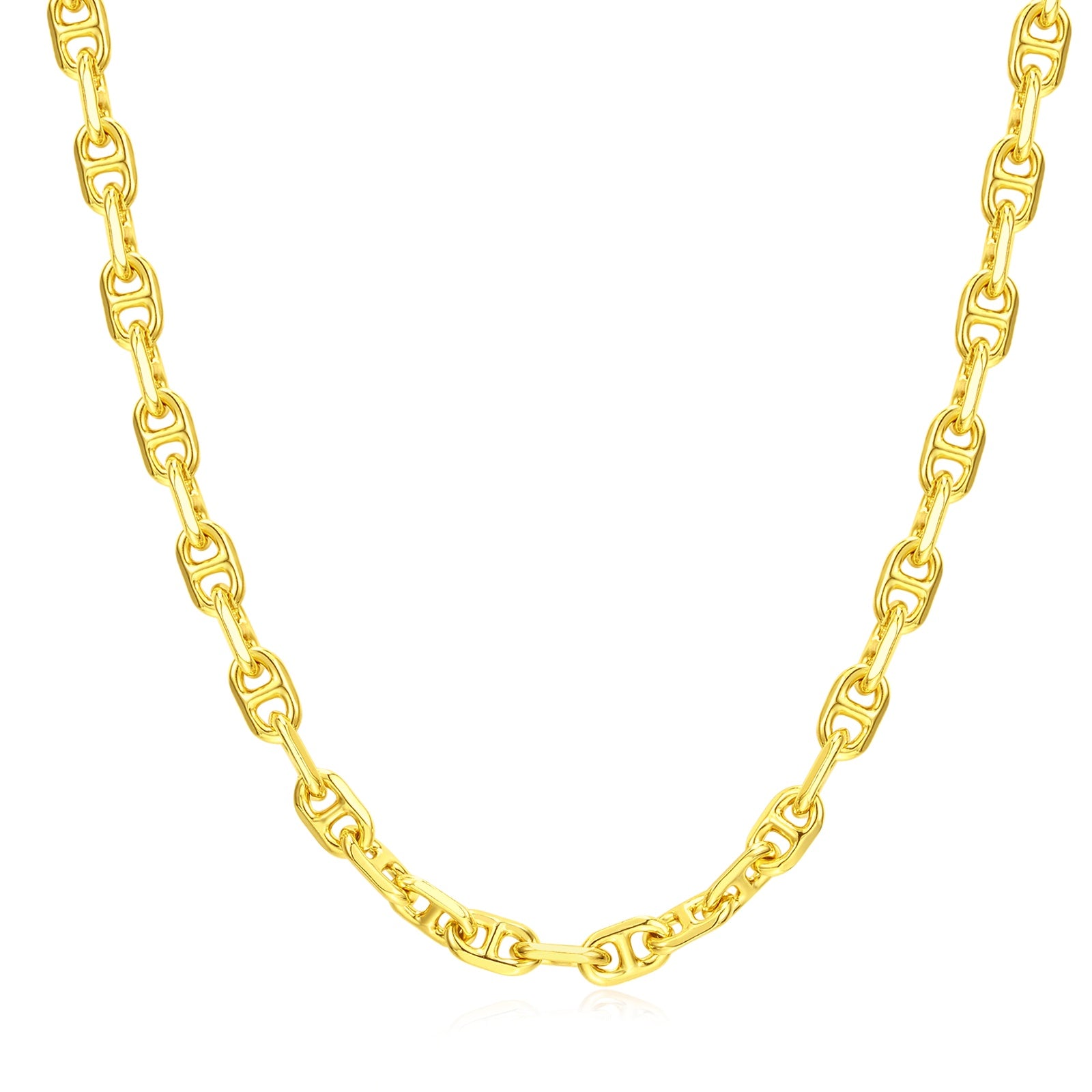 FANCIME Collar de cadena clásica de plata de ley con eslabones cuadrados "Gracia iluminada por el sol"