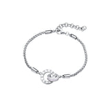 FANCIME "Roman Time" Pulseras de cadena de trigo entrelazadas para parejas de plata de ley
