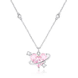 FANCIME "Sweetheart" Collar de plata de ley con planeta rosa