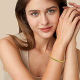 "Elegancia Eterna" Pulsera de Tenis de Plata de Ley con Peridoto Piedra de Nacimiento de Agosto Cadena Bolo Clásica