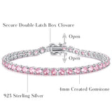 Pulsera de tenis de piedra rosa de plata de ley "Pink Romance"