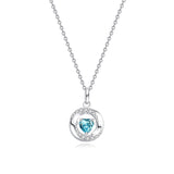 FANCIME “FALL IN LOVE” Collares de plata de ley para parejas con circón azul