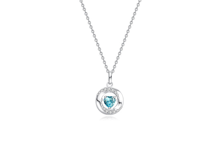 FANCIME “FALL IN LOVE” Collares de plata de ley para parejas con circón azul