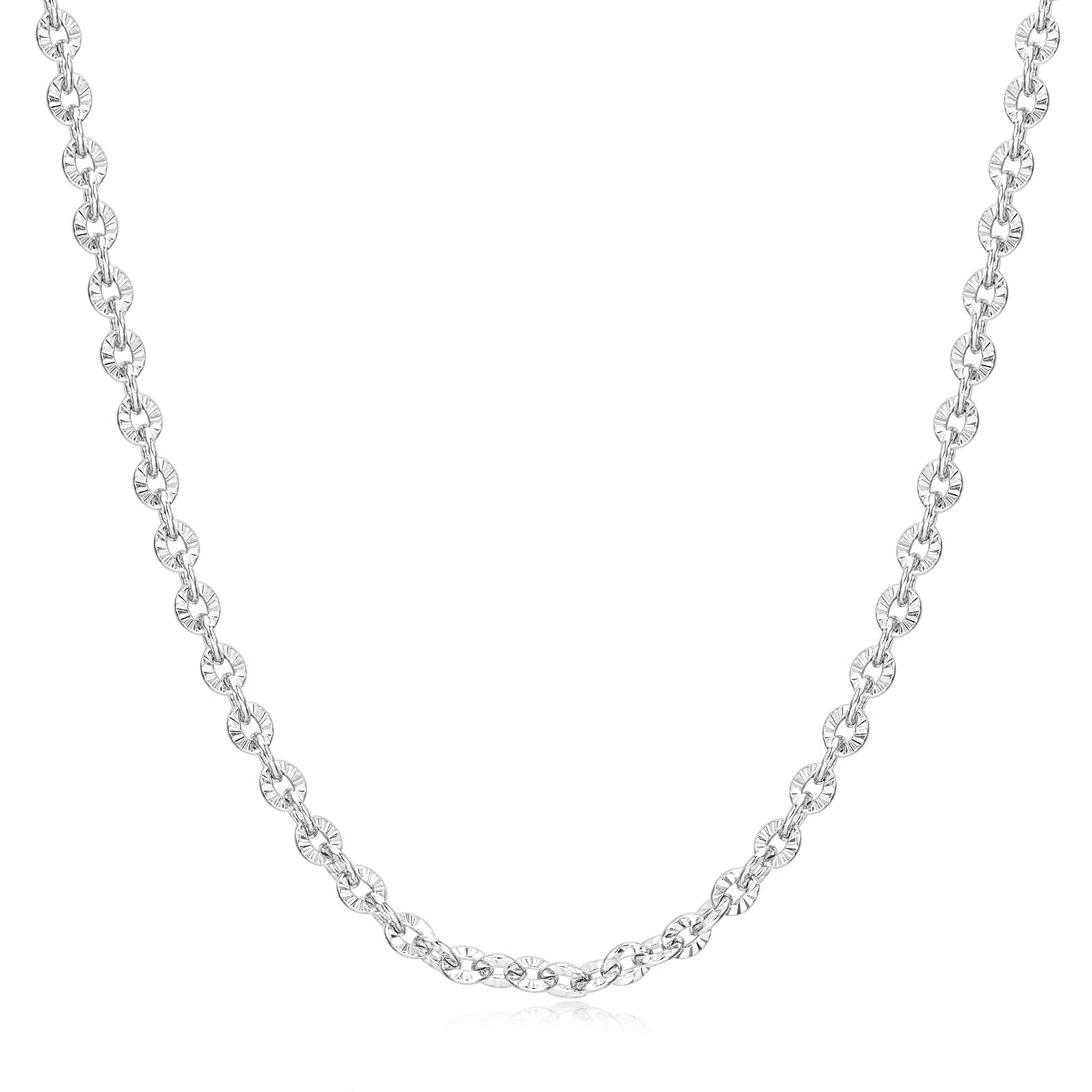 FANCIME Collar de cadena clásica de plata de ley con eslabones florales "Gracia iluminada por el sol"