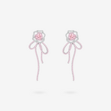 FANCI ME "Rose Amour" Sterling Silver Satin Bow Earrings Main