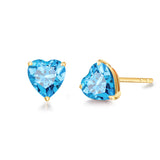 Pendientes de botón con gema en forma de corazón FANCIME en oro amarillo macizo de 14K