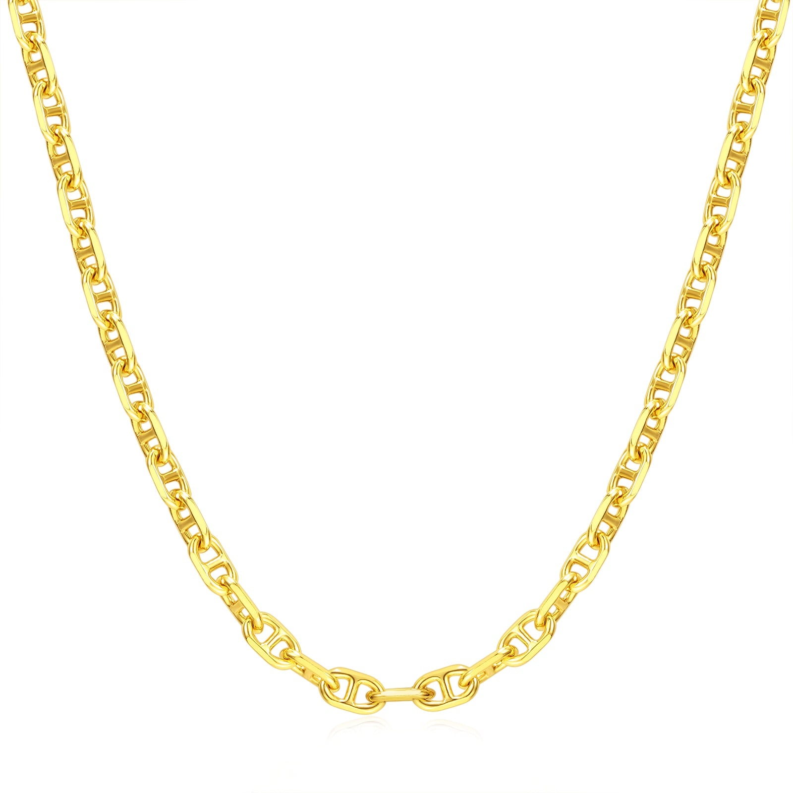 FANCIME Collar de cadena clásica de plata de ley con eslabones cuadrados "Gracia iluminada por el sol"