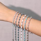 Pulsera de plata de ley con turquesa azul talla fancy corte tenis "Glamour Radiance"