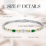Pulseras de tenis de plata de ley con esmeralda, piedra de nacimiento de mayo "Dúo Eterno" FANCIME