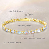 "Resplandor Glamuroso" Pulsera de Tenis de Plata de Ley con Piedra de Nacimiento de Junio y Piedra Lunar Corte Fancy