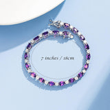 Pulsera de plata de ley con amatista talla fancy corte tenis "Glamour Radiance" piedra de nacimiento de febrero