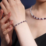 Pulsera de plata de ley con amatista talla fancy corte tenis "Glamour Radiance" piedra de nacimiento de febrero