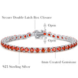 Pulsera de tenis de granate rojo de plata de ley "Bold Strength"