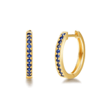 Pendientes de aro pequeños FANCIME con zafiro azul en oro amarillo de 14K