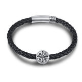 FANCIME STRENGTH Pulsera de cuero y plata de ley para hombre