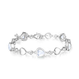 Pulsera de tenis de plata de ley FANCIME Halo Corazón con piedra de nacimiento de junio de piedra lunar