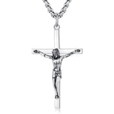 Collar de Hombre de Plata de Ley Pulido con Cruz Crucifijo FANCIME