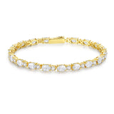 Pulsera de plata de ley con circonita cúbica ovalada talla fancy corte tenis "Glamour Radiance" piedra de nacimiento de abril