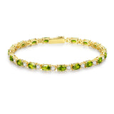 Pulsera de plata de ley con peridoto talla fancy corte tenis "Glamour Radiance" piedra de nacimiento de agosto