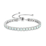 "Elegancia Eterna" Pulsera de Tenis de Plata de Ley con Ópalo Piedra de Nacimiento de Octubre Cadena Bolo Clásica