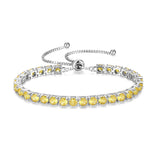 Pulsera de tenis de plata de ley con citrino amarillo, piedra de nacimiento de noviembre "Eternal Elegance" con cadena bolo clásica